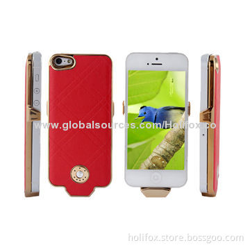 Mobile power pack for iPhone 5/5s with fashionable PU leather